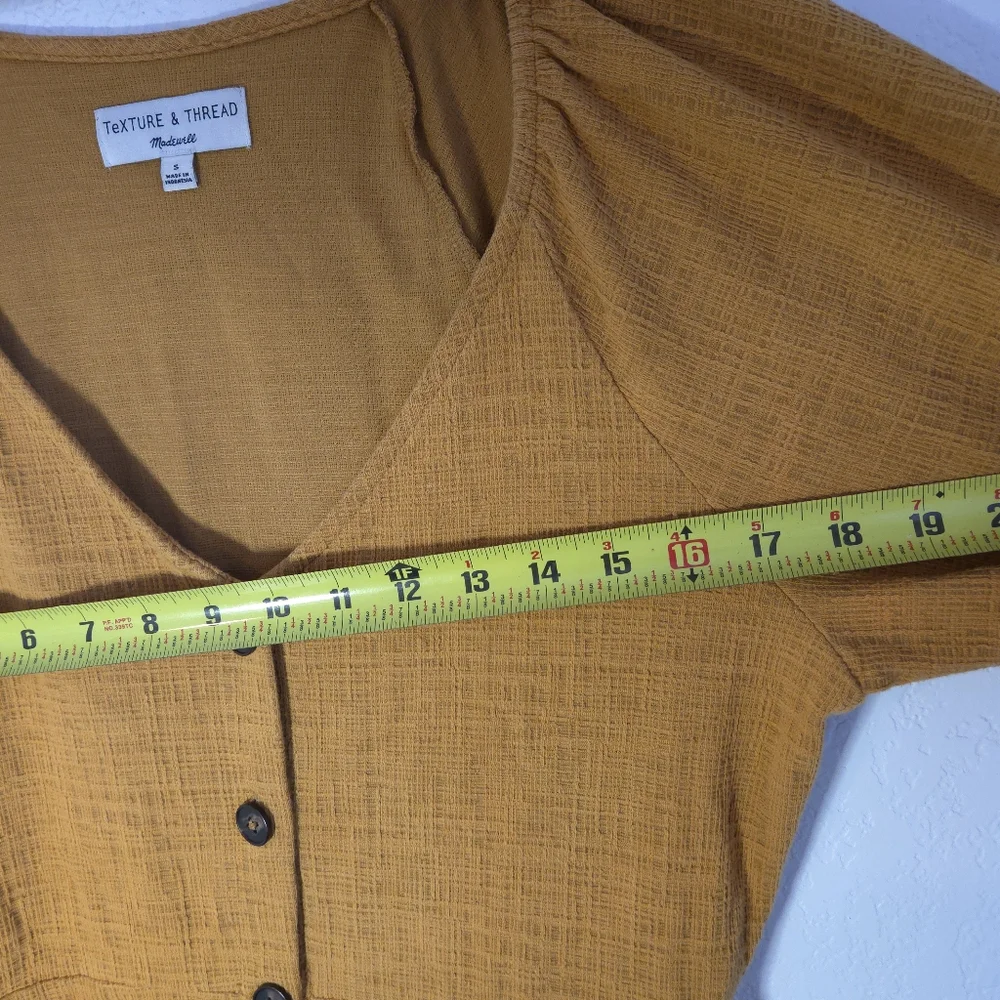 Madewell Texture & Thread Yellow Puff Sleeves Summer Midi Dress WomensSize Small - Picture 13 of 16